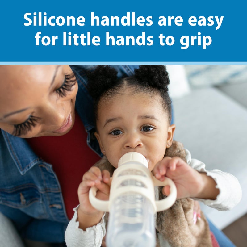 Dr. Brown's Milestones Narrow Sippy Spout Bottle with 100% Silicone, Easy-Grip Handles and Soft Sippy Spout, 8oz/250mL, Ecru, 1-Pack, 6m+ - Image 3